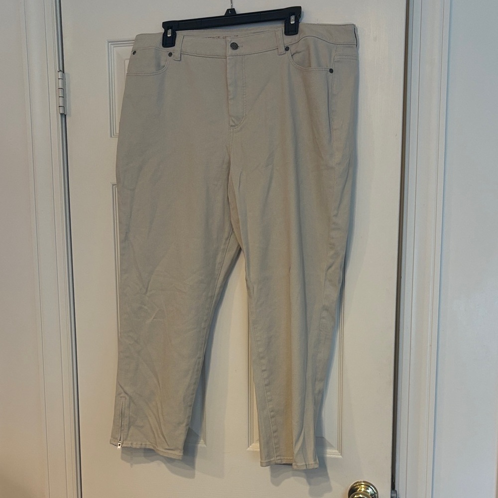 Talbots Beige Cropped Straight-Leg Pants